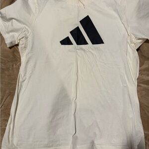 Adidas Kids White and Black Logo Tee